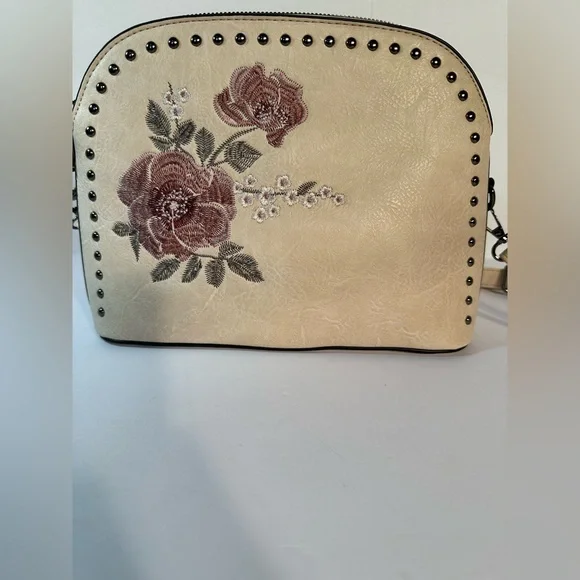 Sam & Hadley Crossbody Studded Embroidered Floral Stylish Bag Adjustable Straps - Picture 5 of 9